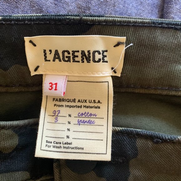 L'AGENCE HIGH RISE SKINNY CAMO JEANS WITH GOLD TRIM SIZE 31 - Picture 6 of 8